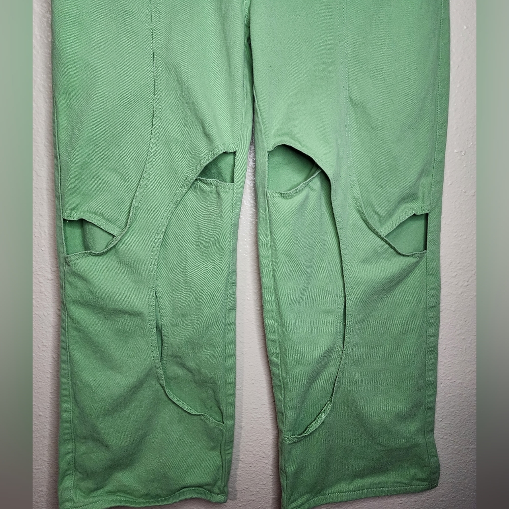 Unique Contrast Cutout Patchwork Straight Long Pa… - image 2